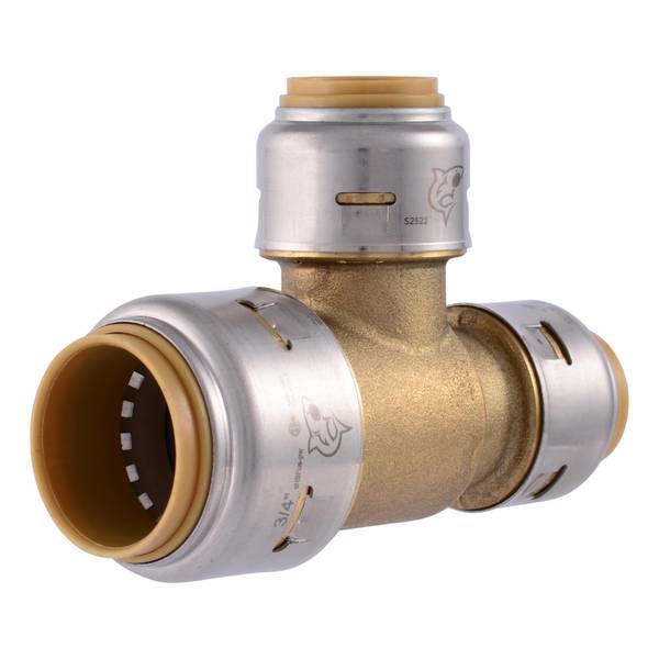 SharkBite Max 3/4"x1/2"x1/2" Push-to-Connect Brass Reducing Tee Fitting