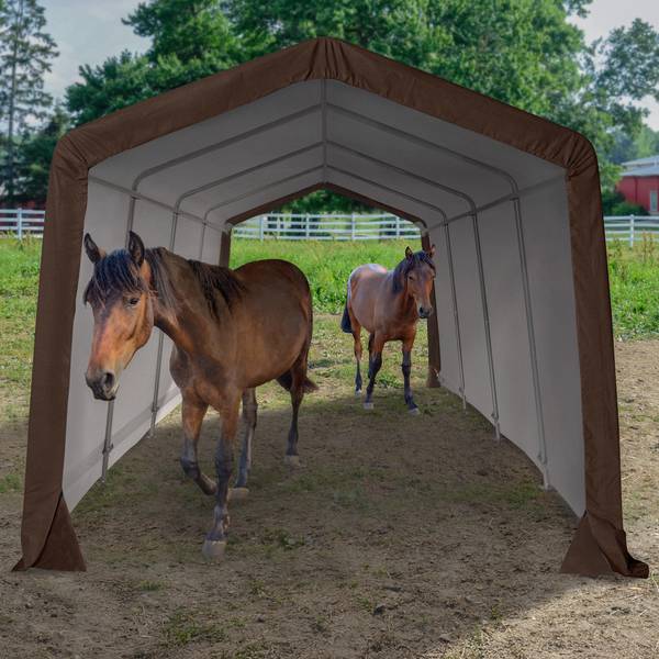 ShelterLogic 20' x 10' x 8' Brown 3-in-1 Run-in Shelter - 60402