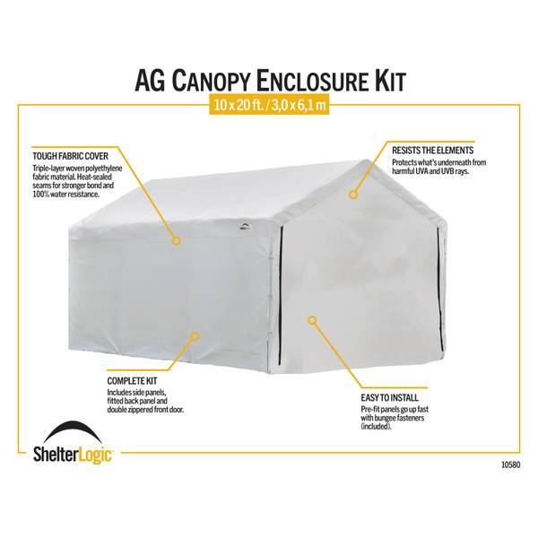 ShelterLogic ShelterLogic 10 x 20 x 1 ft White AG Canopy Enclosure