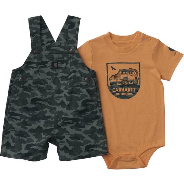 Photo of Infant Boys 2-Piece Short Sleeve Bodysuit Canvas Camo Shortall Set