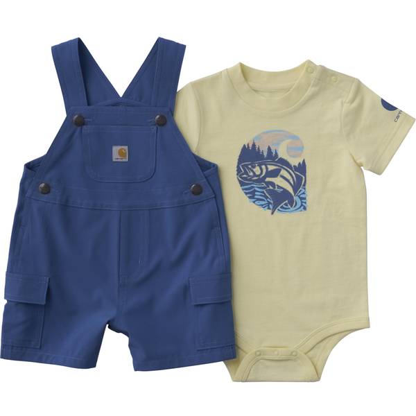 Photo of Infant Boy's 2-Piece Short Sleeve Bodysuit Cargo Pocket Shortall Set