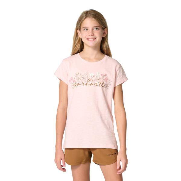 Photo of Girl's Short Sleeve Flower Script Tee