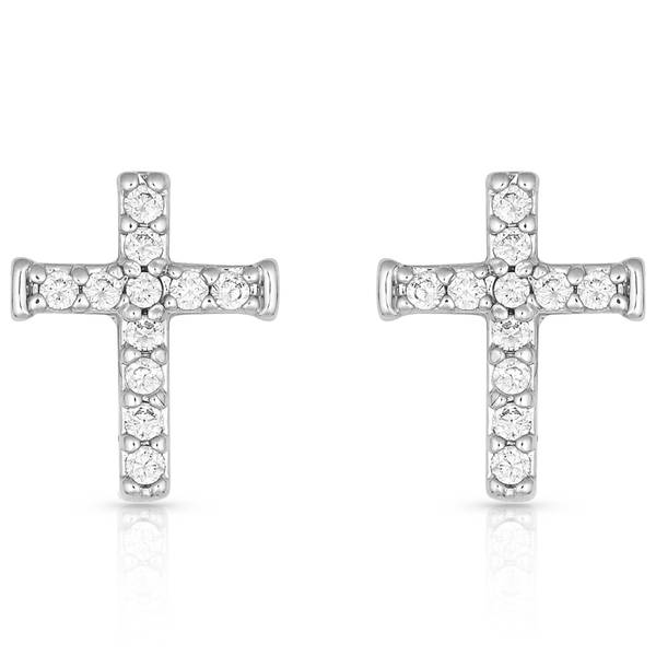 Photo of Quiet Faith, Tiny Crystal Cross Earrings