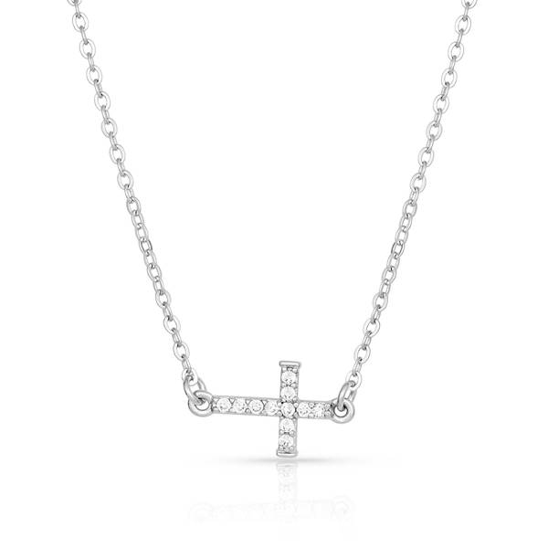 Photo of Quiet Faith, Tiny Crystal Cross Choker Necklace