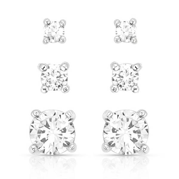Photo of Shine Bright Triple Crystal Post Earring Set