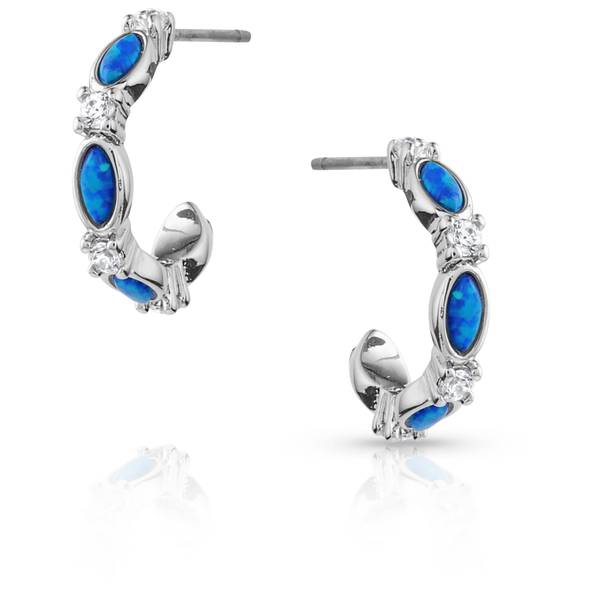Photo of Moonlit Night Crystal Opal Hoop Earrings