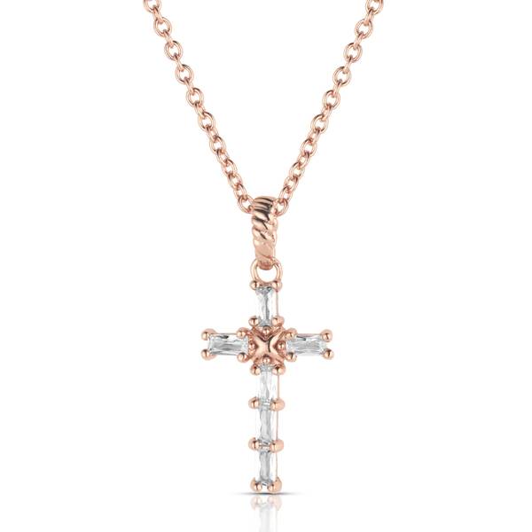 Photo of Entwined Rose Gold Brilliant Cross Necklace