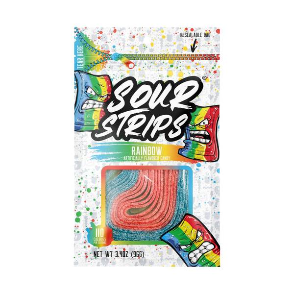 Photo of 3.4 oz Sour Strips Rainbow Flavored Chewy Candy Bag