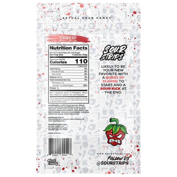 ストロベリー様確認用 Hershey's 3.4 oz Sour Strips Strawberry Flavored Chewy Candy Bag