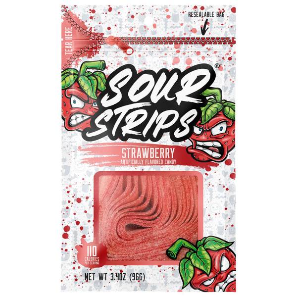 Photo of 3.4 oz Sour Strips Strawberry Flavored Chewy Candy Bag