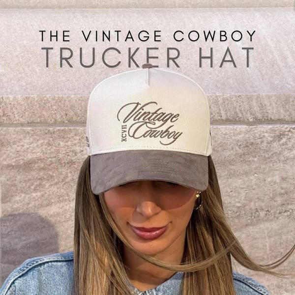 Citrusy Vintage Cowboy Trucker Hat - YP-VGCV-HPAI-OS  display picture 1