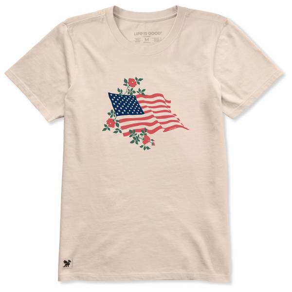 Photo of Women's Red Rose American Flag Short Sleeve Crusher-Lite