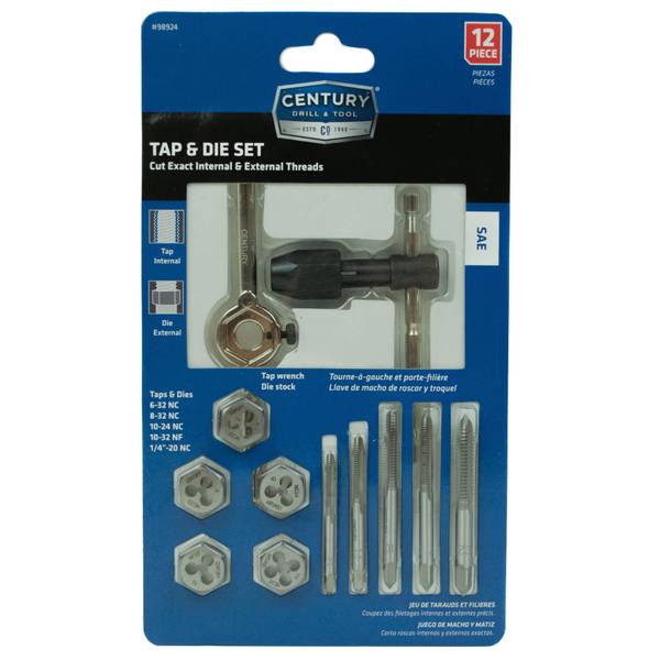 Photo of 12-Piece Machine Screw and Fractional Tap/Die Set