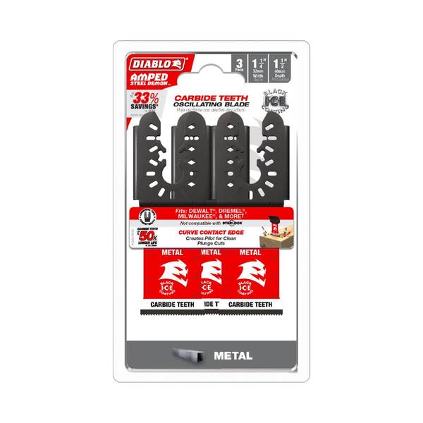 Photo of 1-1/4" AMPED Steel Demon Universal Fit Carbide Teeth Oscillating Blades for Metal 3 Pack