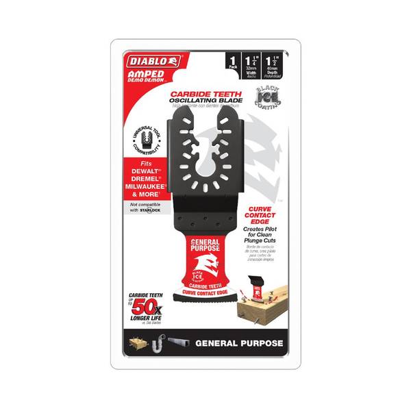 Photo of 1-1/4"(w) x 1-1/2"(d) AMPED Demo Demon Universal Fit Carbide Teeth Oscillating Blade