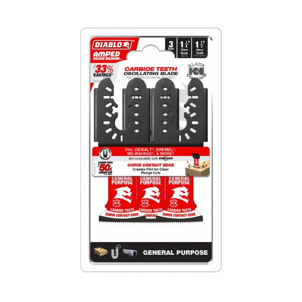 Photo of 1-1/4"(w) x 1-1/2"(d) AMPED Demo Demon Universal Fit Carbide Teeth Oscillating Blade