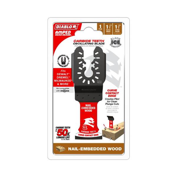 Photo of 1-1/4" Diablo AMPED Demo Demon Carbide Teeth Oscillating Blade for Nail-Embedded Wood