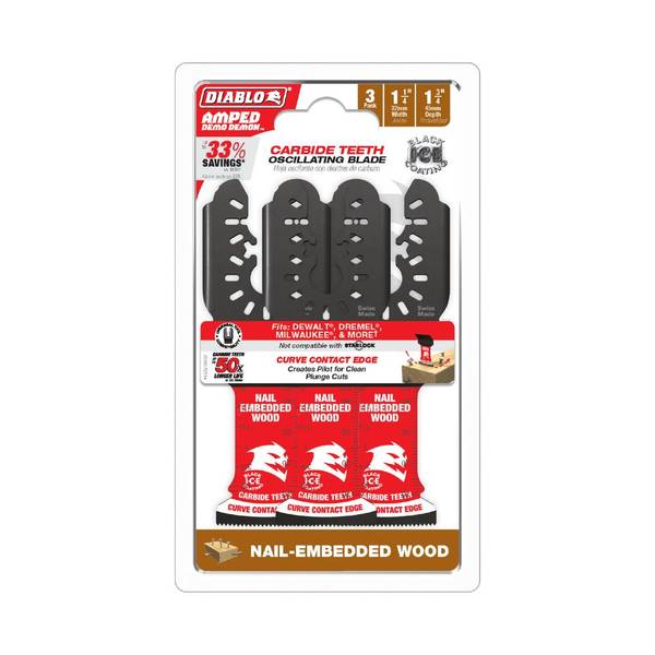 Photo of 1-1/4" AMPED Demo Demon Carbide Teeth Oscillating Blades for Nail-Embedded Wood 3 Pack
