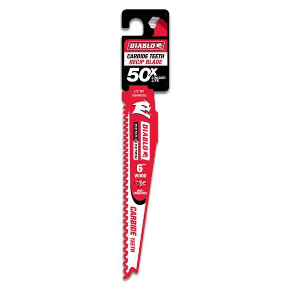 Photo of 6" 5/7TPI Demo Demon Carbide Teeth Reciprocating Saw Blade for Nail-Embedded Wood