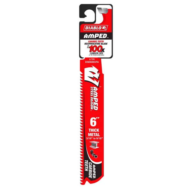 Photo of 6" 8TPI AMPED Steel Demon Carbide Teeth Reciprocating Saw Blade for Thick Metal