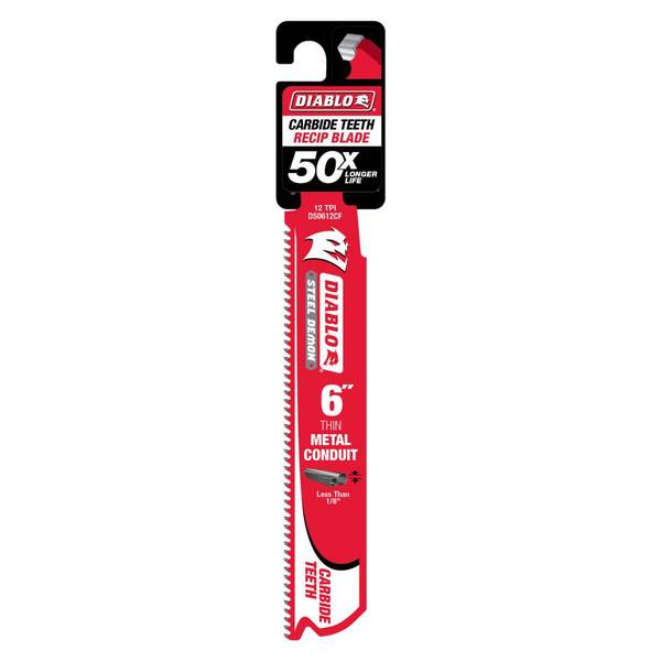 Photo of 6" 12TPI Steel Demon Carbide Teeth Reciprocating Saw Blade for Thin Metal Conduit