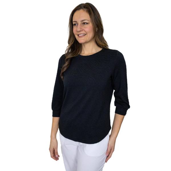 Photo of MS 3Q Slv Puff Btn Cuff Black Beauty