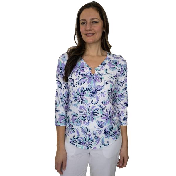 Photo of Women's 3/4 Sleeve V-Neck with Hardware Neckline