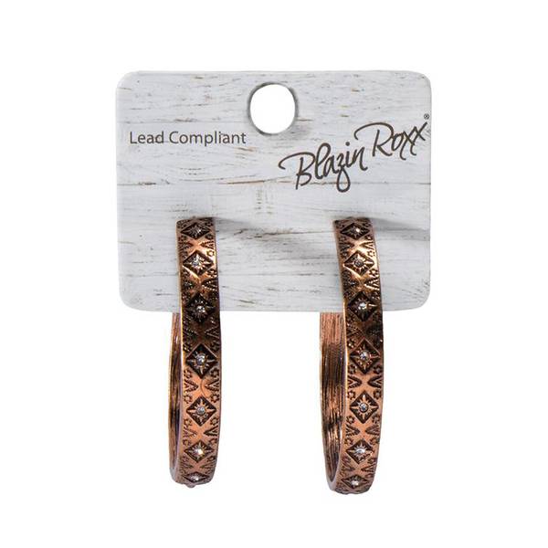 Photo of Earrings, Aztec Hoops Copper