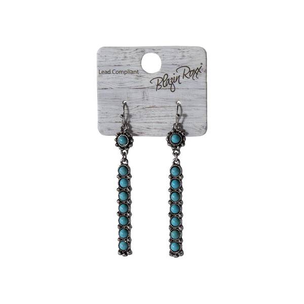 Photo of Earrings, Long Bar with Turquoise Stones