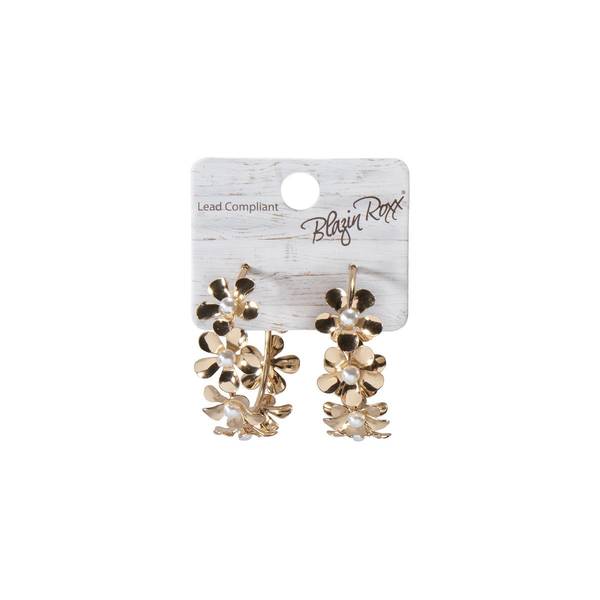 Photo of Earrings, Gold Flower Hoops