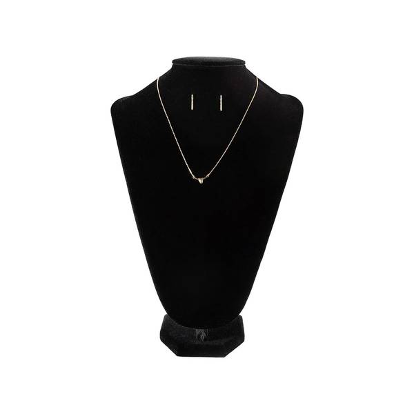 Photo of Mini Long Horn Necklace with Bar Earrings Gold