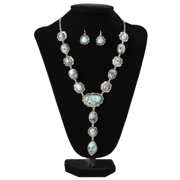Photo of Women's Necklace and Earrings Set, Turquoise Stone