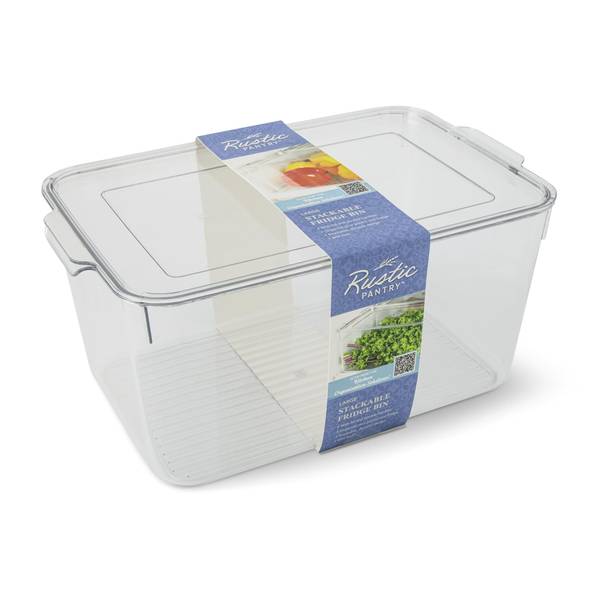 Photo of Large Stackable Fridge Bin with Lid and Double Handles