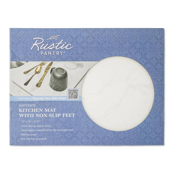 Photo of Quick Dry Diatomite Kitchen Mat with Non-Slip Feet - White Marble