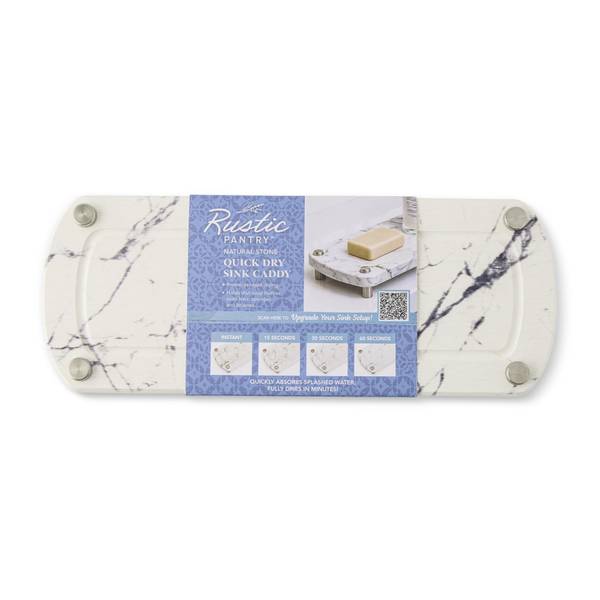 Photo of Classic Quick Dry Diatomite Sink Caddy - White Marble