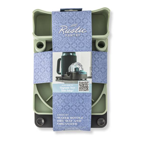 Photo of 2-Pack Water Bottle Dry Mat and Organizer - Charcoal/Sage
