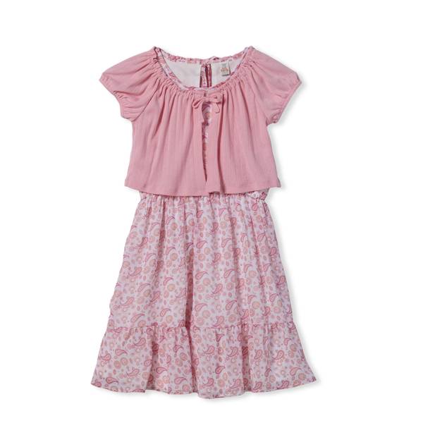 Photo of Girls' Sweet Ruffle Hem 2-Piece Cardigan and Dress Set