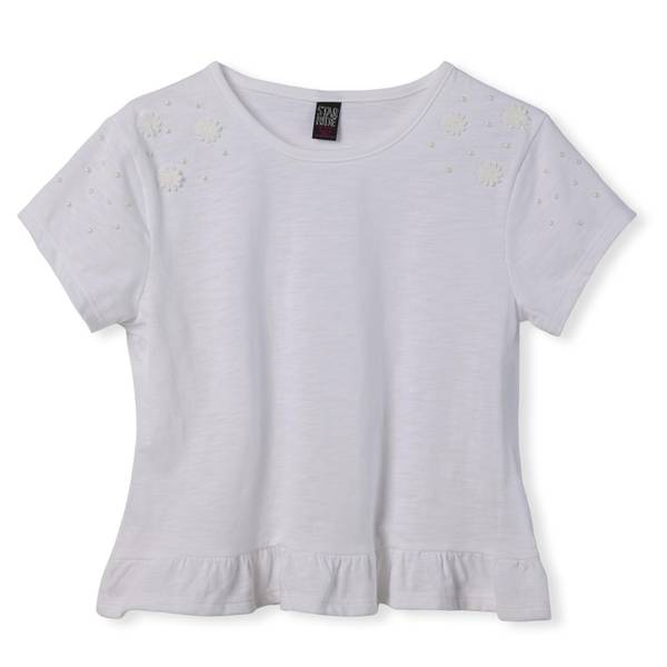 Photo of Girls Knit Jersey Ruffle Hem Top