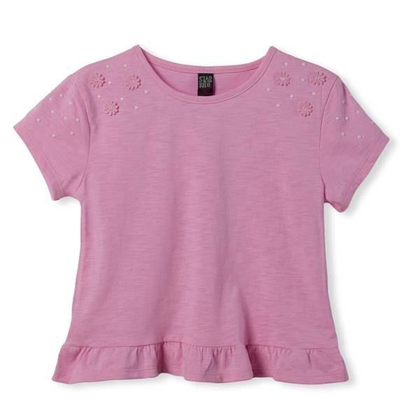 Photo of Girls Knit Jersey Ruffle Hem Top