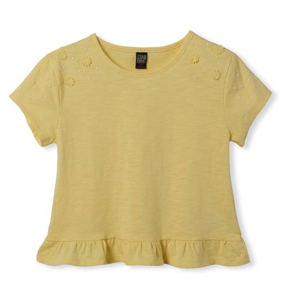 Photo of Girls Knit Jersey Ruffle Hem Top