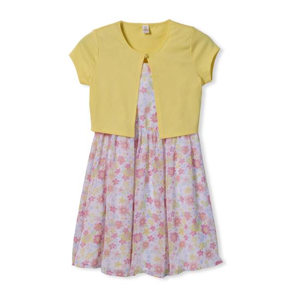 Photo of Girls' V Bodice 2-Piece Cardigan and Dress Set