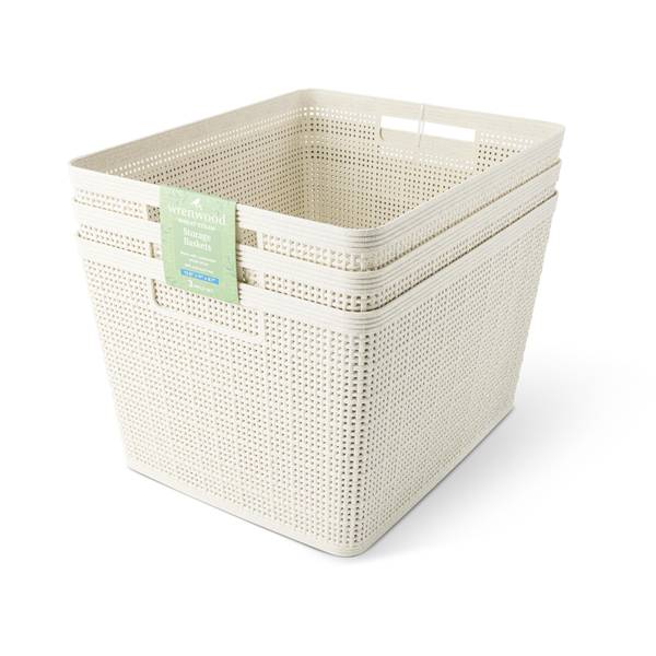 Photo of 3-Pack Large Wheat Straw Baskets - Vanilla