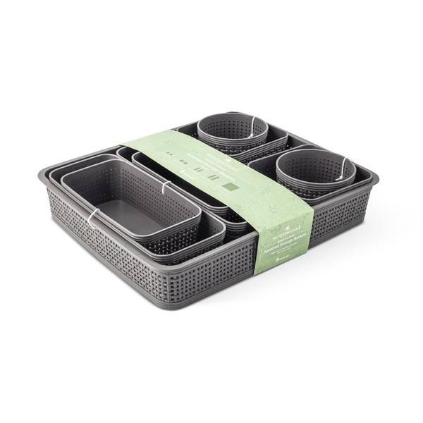 Photo of 9-Piece Wheat Straw Baskets - Charcoal
