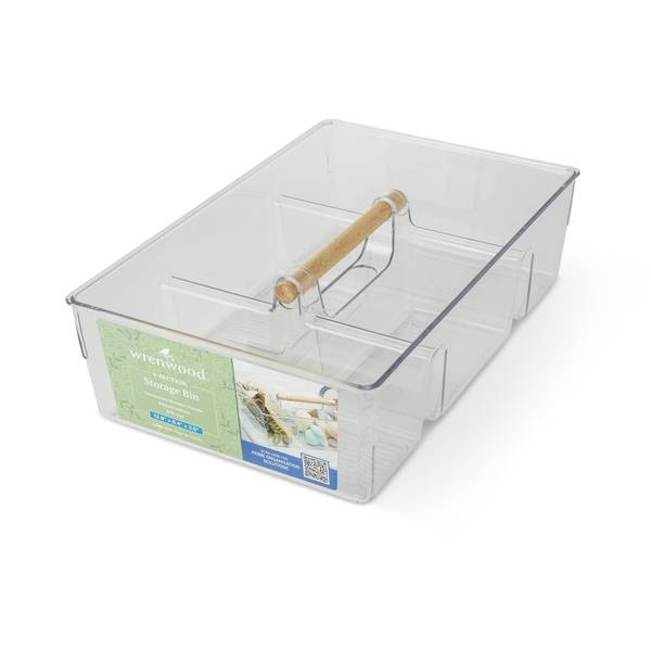 Photo of 4-Section Storage Bin with Wooden Handle