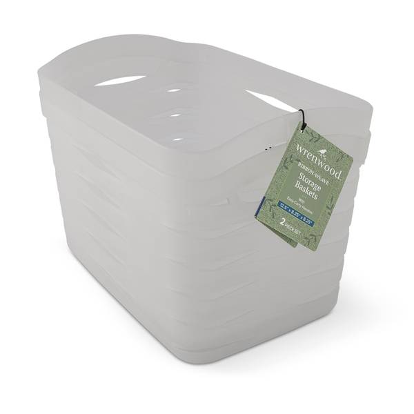 Photo of Set of 2 Plastic Weave Ribbon Baskets - White