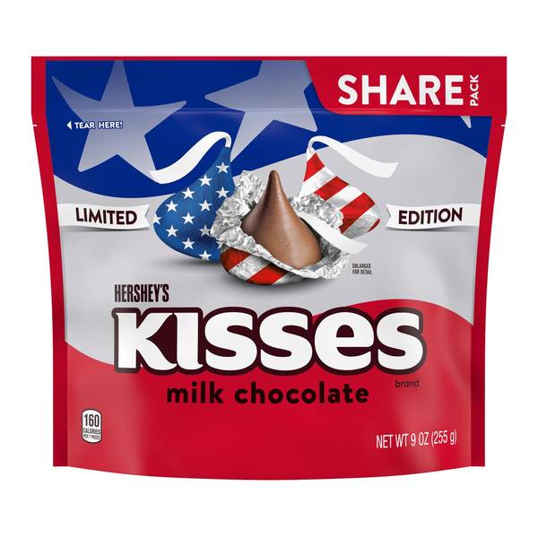 Photo of Hershey's Milk Chocolate Kisses Red White and Blue Share Pack 9 oz