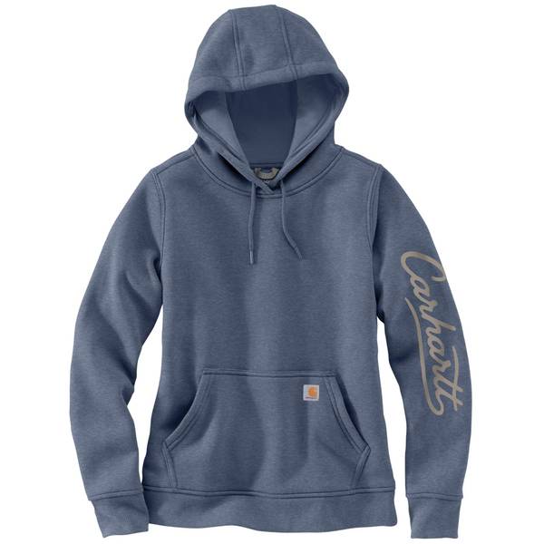 Carhartt Sawyer Script Logo Graphic Sleeve Hooded Sweatshirt - Approaching Storm Heather