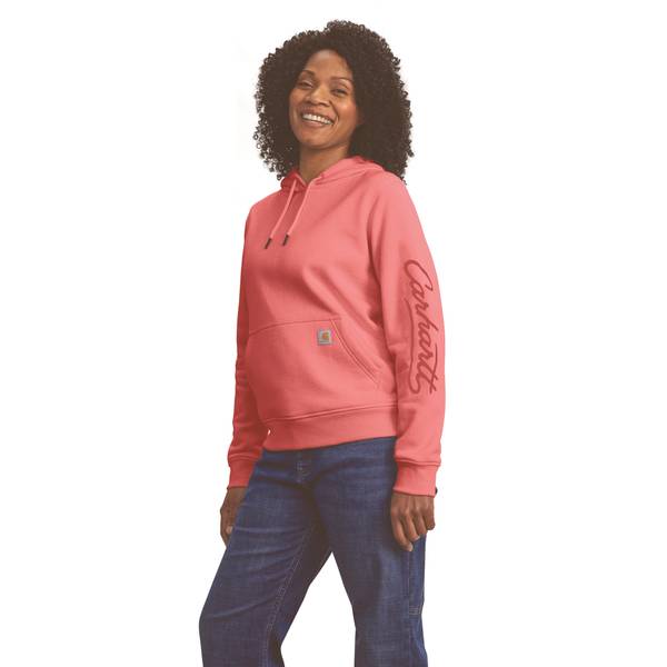 Carhartt Women's Sawyer Script Logo Sweatshirt | Fire Coral Heather | Small