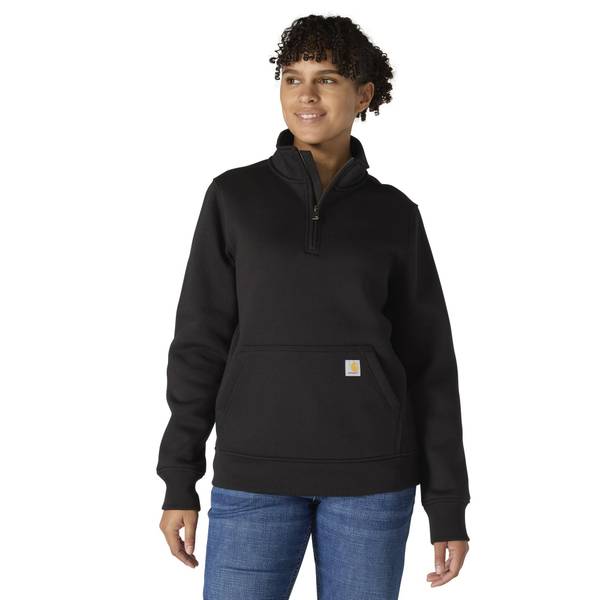 Carhartt Women's Relaxed Fit 1/4 Zip Sweatshirt, Medium, Black
