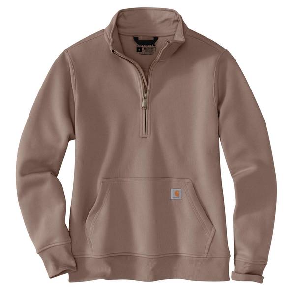 Carhartt Women's Relaxed Fit 1/4 Zip Sweatshirt, Medium, Stone Brown